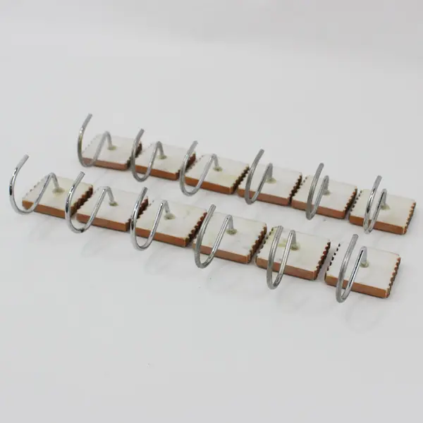 Set of 12 Rectangular Brown Ribbed Resin Shower Curtain Hooks