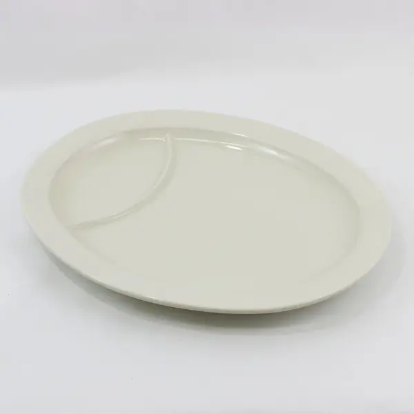 Hall China 2169 White Divided Serving Platter 15 x 12 Inch Oval