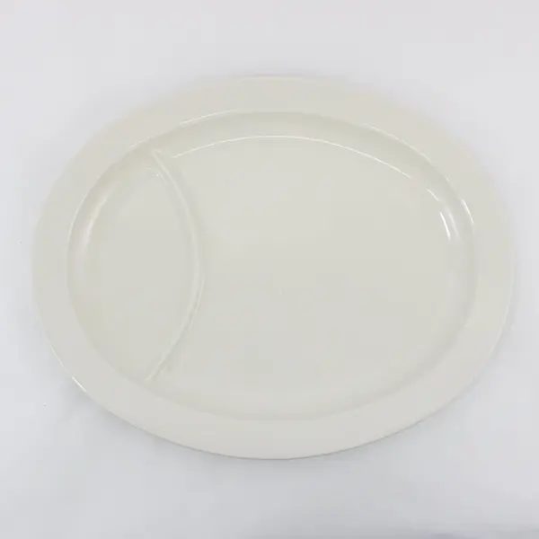 Hall China 2169 White Divided Serving Platter 15 x 12 Inch Oval