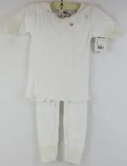 Mervyns Girls 3T White Ribbed Pointelle Short Sleeve Top & Leggings NWT
