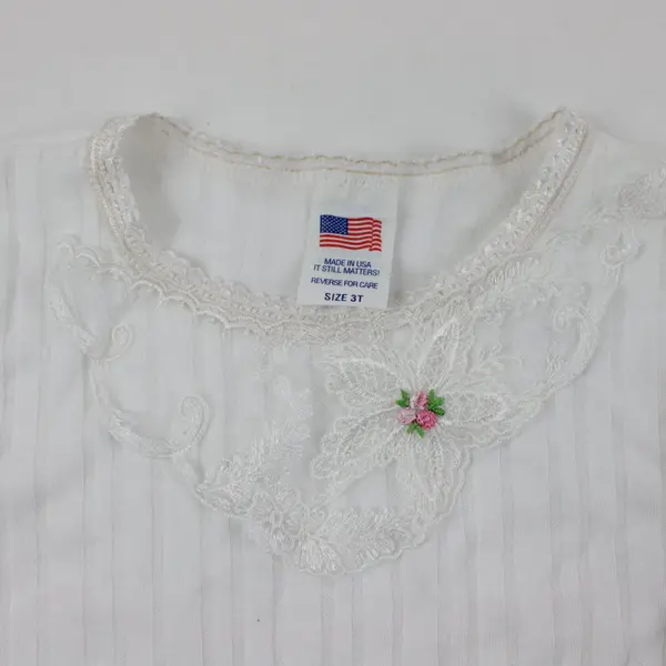 Mervyns Girls 3T White Ribbed Pointelle Short Sleeve Top & Leggings NWT
