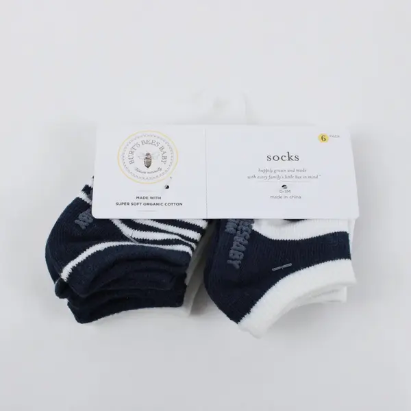 Burt's Bees Baby Ankle Socks 6 Pack Midnight 0-3M NWT
