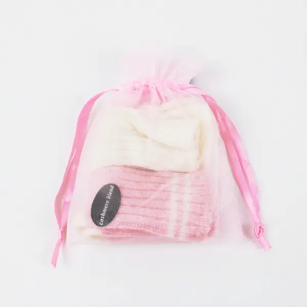 Standard Merchandising Co #5217 2 Pairs Pink White Cashmere Blend Socks 4-5.5