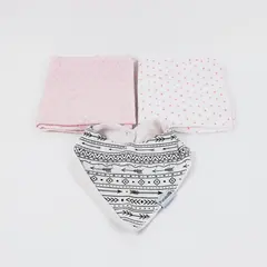 Lot of 3: 2 Cribmates Receiving Blankets & Putska Bib