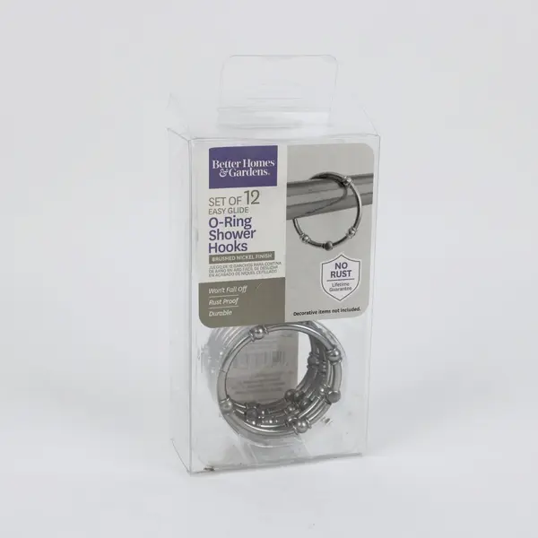 Better Homes & Gardens Set of 11 Brushed Nickel O-Ring Hooks Missing a Ring