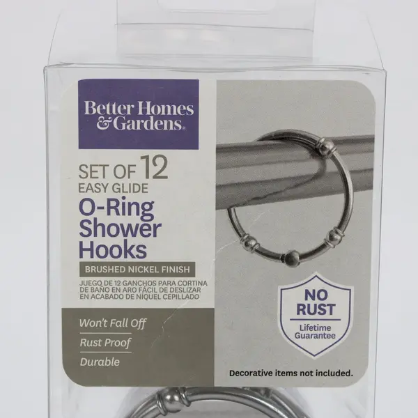 Better Homes & Gardens Set of 11 Brushed Nickel O-Ring Hooks Missing a Ring