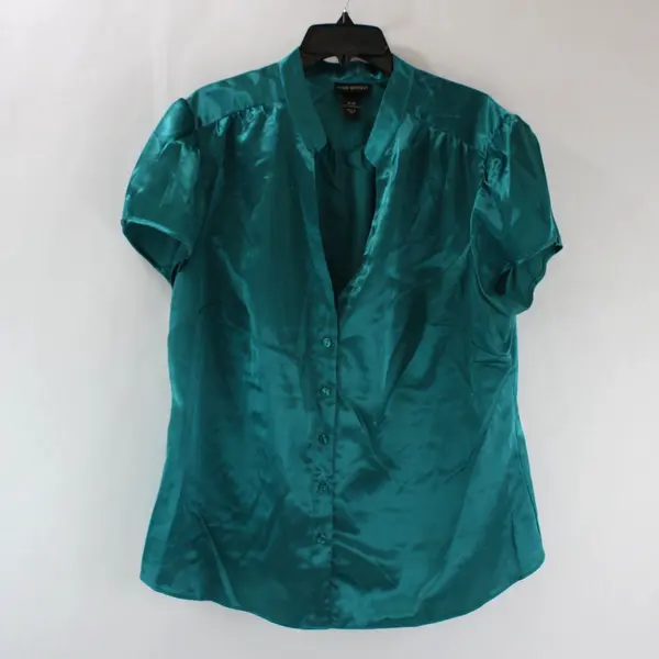 Lane Bryant Women's Emerald Green Short Sleeve V-Neck Blouse 18/20