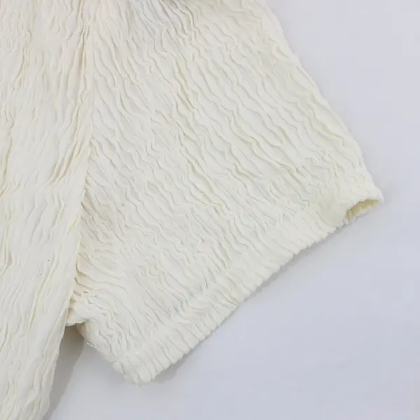 Dress Barn Women's XL Cream White Textured Blouse Short Sleeve Keyhole Back