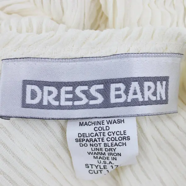 Dress Barn Women's XL Cream White Textured Blouse Short Sleeve Keyhole Back