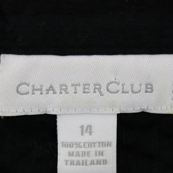 Charter Club Women's Black Sheer Striped Button Down Shirt Size 14