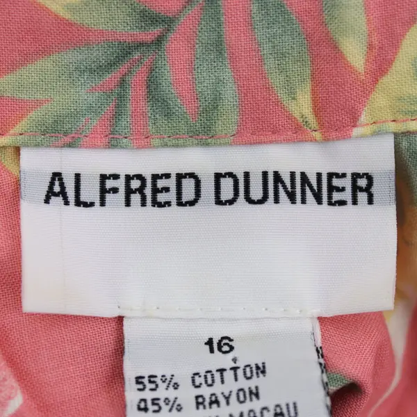 Alfred Dunner Women's Pink Tropical Print Button Front Shirt Size 16