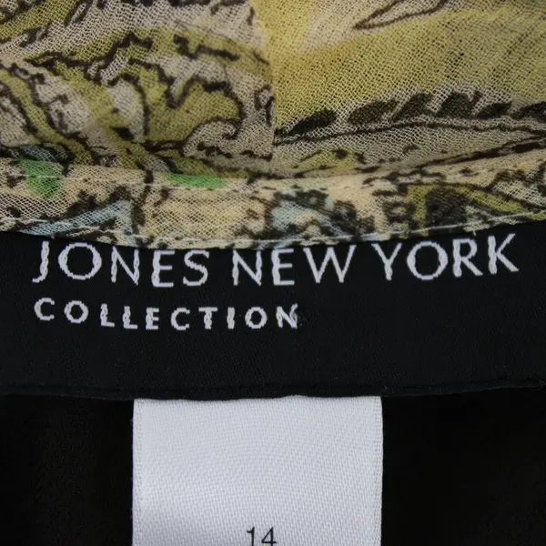 Jones New York Women's Silk Paisley Sheer Blouse Short Sleeve Size 14