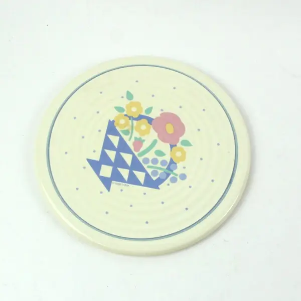 Hallmark HMK Auntie Em Collection 1986 Ceramic Trivet Floral Basket 8.8"