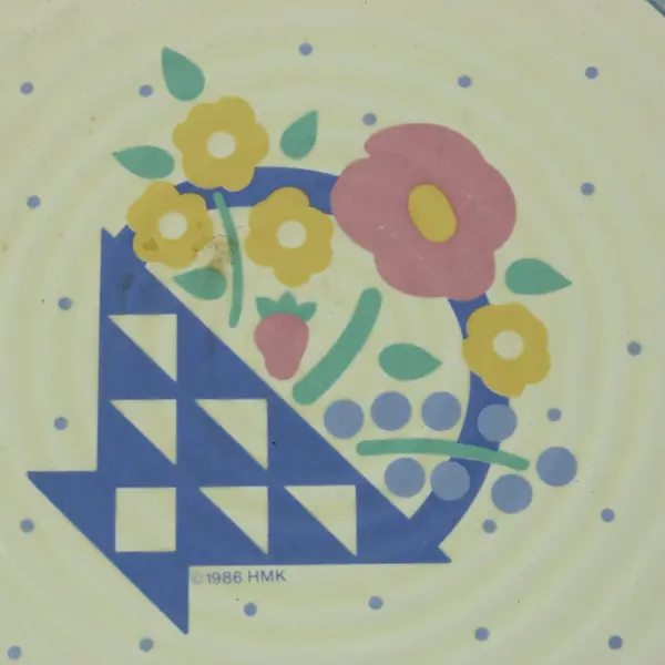 Hallmark HMK Auntie Em Collection 1986 Ceramic Trivet Floral Basket 8.8"