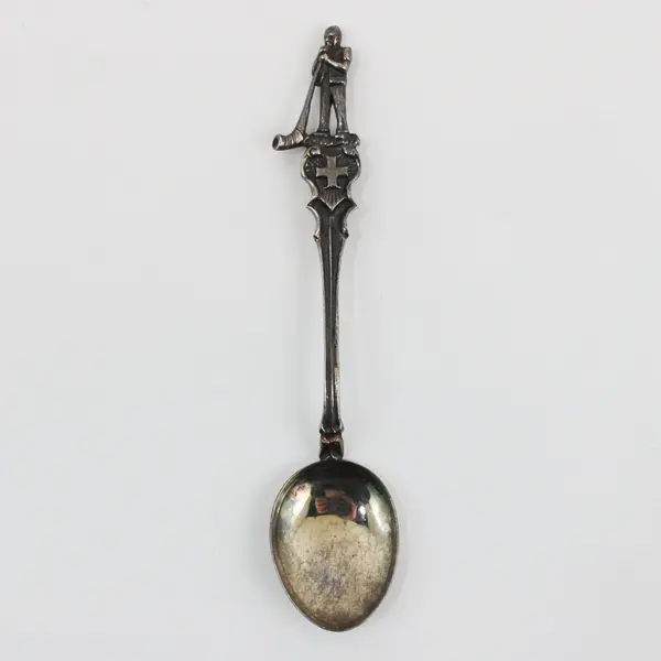 Vintage 800 Silver Figural Horn Player Souvenir Spoon 4.5 in