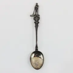 Vintage 800 Silver Figural Horn Player Souvenir Spoon 4.5 in