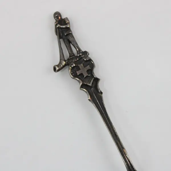 Vintage 800 Silver Figural Horn Player Souvenir Spoon 4.5 in