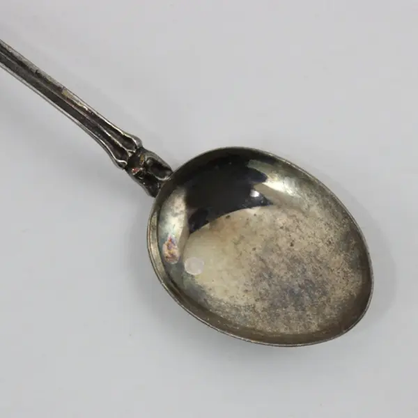 Vintage 800 Silver Figural Horn Player Souvenir Spoon 4.5 in