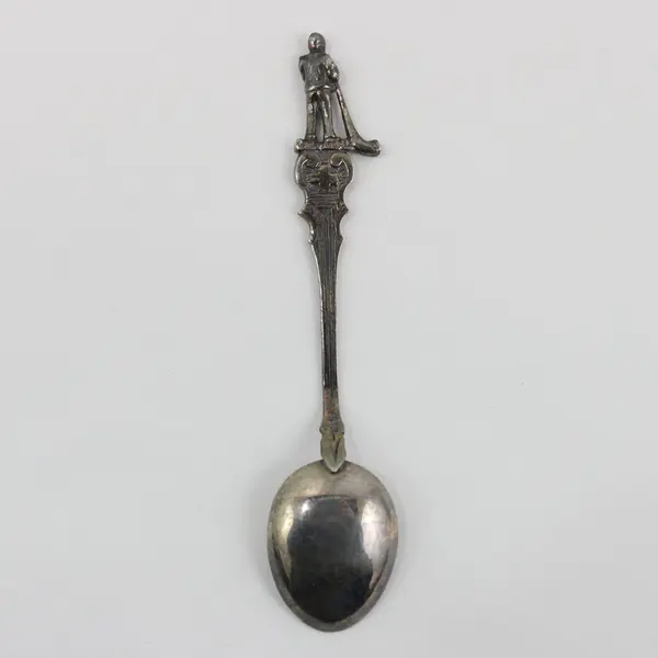 Vintage 800 Silver Figural Horn Player Souvenir Spoon 4.5 in