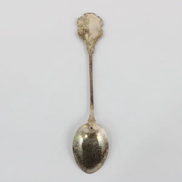 Grindelwald Switzerland Enamel Inset Silver-Plated Scenic Souvenir Spoon 4" 