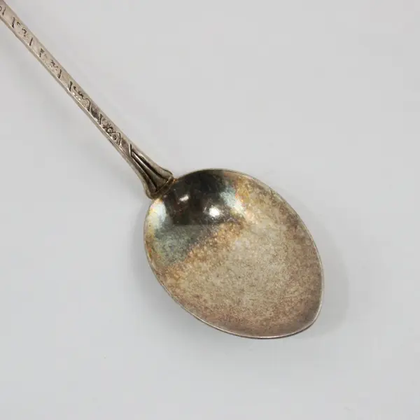 Grindelwald Switzerland Enamel Inset Silver-Plated Scenic Souvenir Spoon 4" 