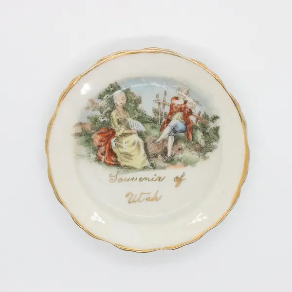 Occupied Japan Utah Souvenir Trinket Dish 3.5 in Gold Trim