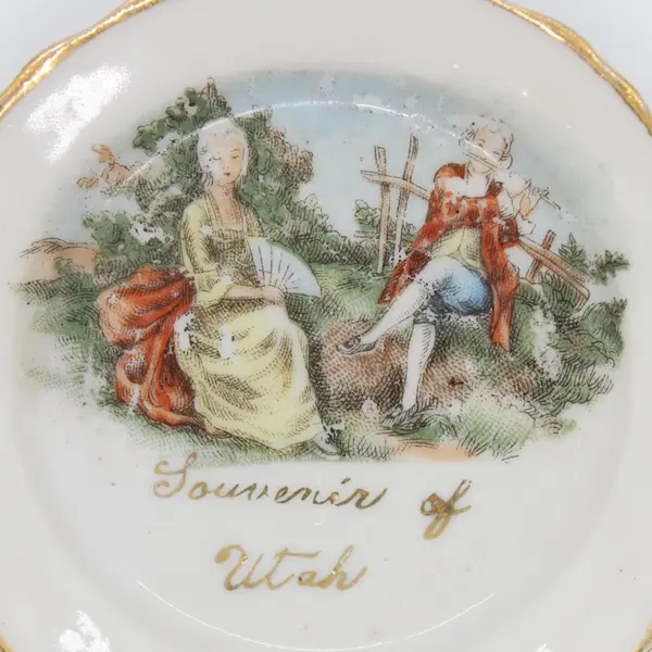 Occupied Japan Utah Souvenir Trinket Dish 3.5 in Gold Trim