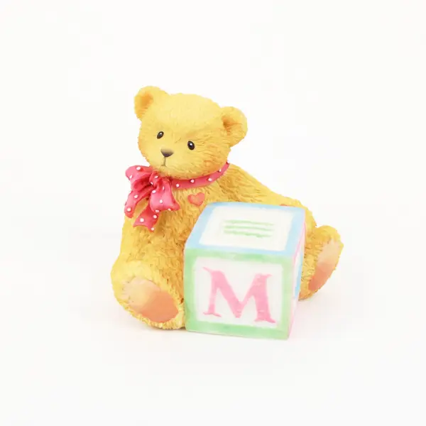 Enesco Cherished Teddies Bear With ABC "M" Block 158488M 1995