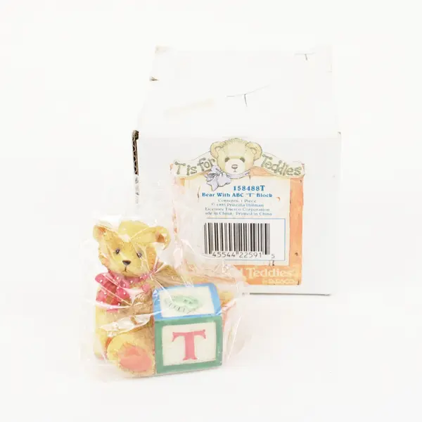 Cherished Teddies Enesco Bear With ABC "T" Block 1995 158488T