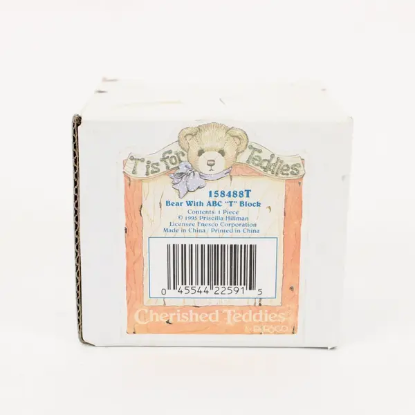 Cherished Teddies Enesco Bear With ABC "T" Block 1995 158488T