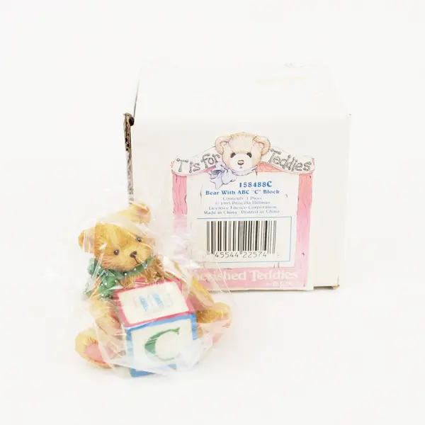 Enesco Cherished Teddies Bear With ABC C Block Figurine 1995 158488C