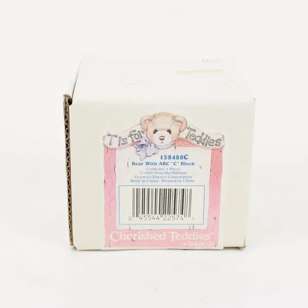Enesco Cherished Teddies Bear With ABC C Block Figurine 1995 158488C