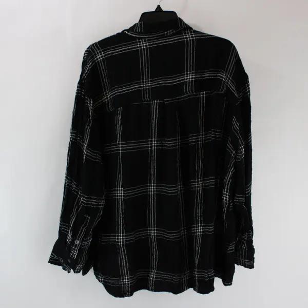 Terra & Sky Women's Plus Plaid Button Front Woven Top 1X 16W-18W