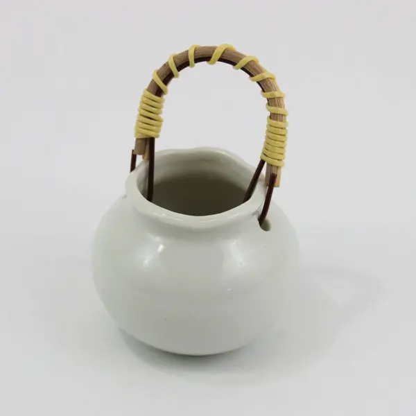 Japanese Porcelain Toothpick Holder Floral Wrapped Handle