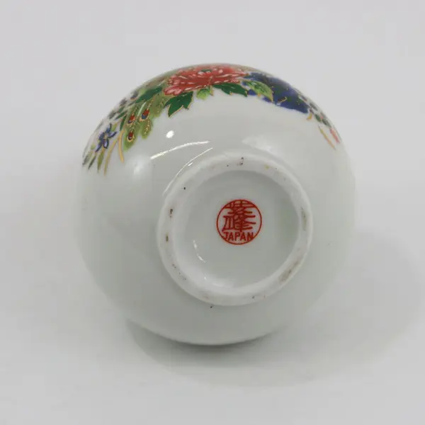Japanese Porcelain Toothpick Holder Floral Wrapped Handle