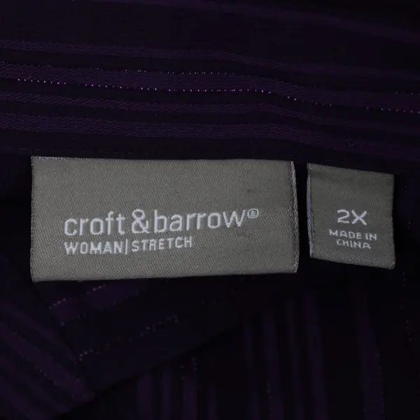 Croft & Barrow Women's Stretch Purple Metallic Stripe Button Down Shirt