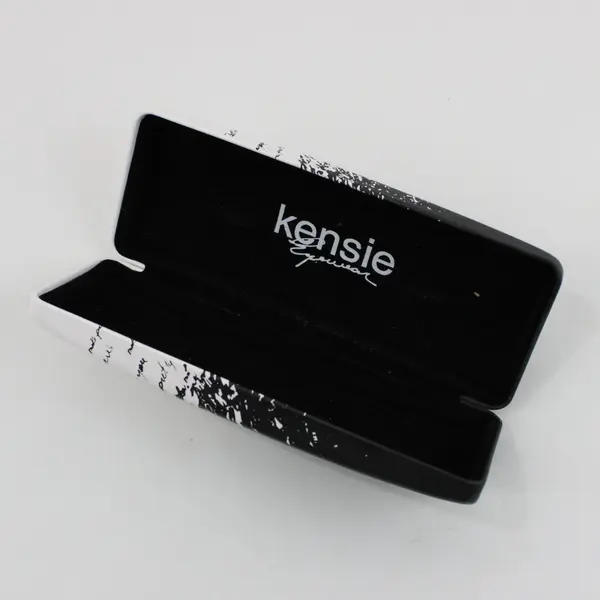 Kensie Eyewear Black White Hard Eyeglass Case Black Interior