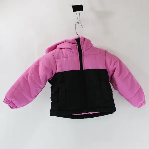 Operation Warm Girls Hooded Puffer Jacket Pink Black Colorblock 2T