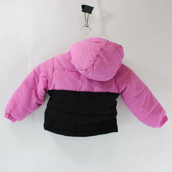Operation Warm Girls Hooded Puffer Jacket Pink Black Colorblock 2T