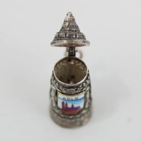 Vintage (mid-century) German Miniature Beer Stein Charm Metal Hinged Opening Lid
