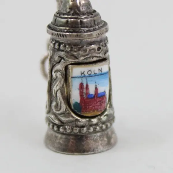 Vintage (mid-century) German Miniature Beer Stein Charm Metal Hinged Opening Lid