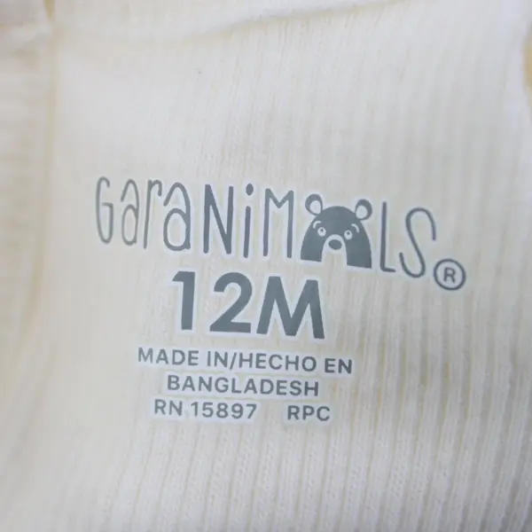 Garanimals Baby Girls 12M Ivory Long Sleeve Bodysuit Ruffle Floral Embroidery