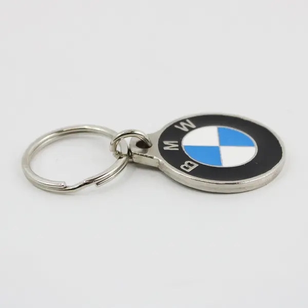 Modern Circular Metal BMW Logo Keyring Pendant 