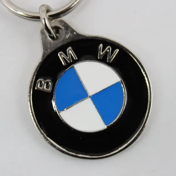 Modern Circular Metal BMW Logo Keyring Pendant 