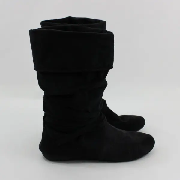 Women's Black Faux Suede Mid-Calf Flat Boots Size 7.5M