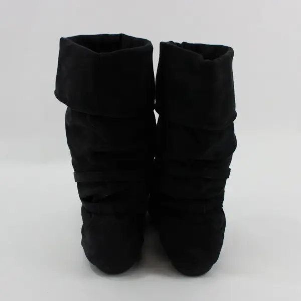 Women's Black Faux Suede Mid-Calf Flat Boots Size 7.5M