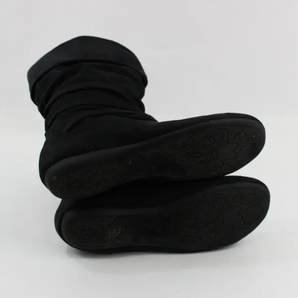 Women's Black Faux Suede Mid-Calf Flat Boots Size 7.5M