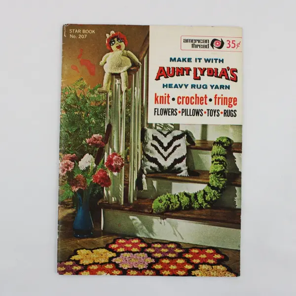 Vintage Aunt Lydia's Heavy Rug Yarn Star Book No. 207 Knit Crochet Fringe PB