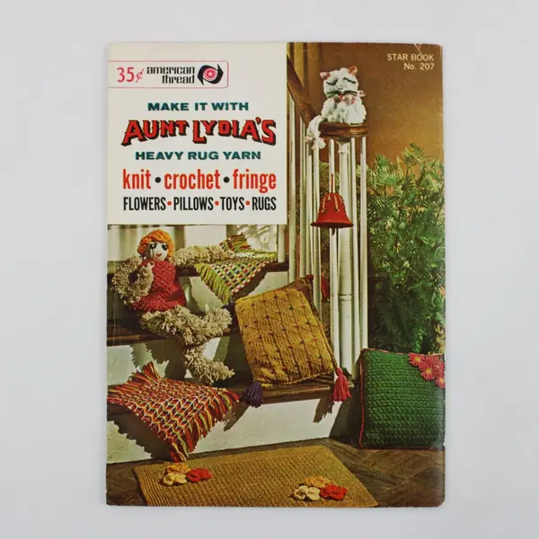 Vintage Aunt Lydia's Heavy Rug Yarn Star Book No. 207 Knit Crochet Fringe PB