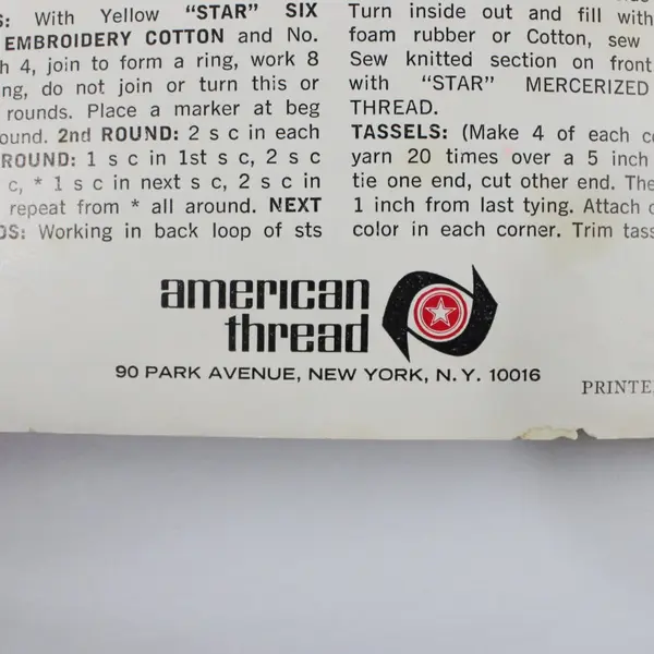 Vintage Aunt Lydia's Heavy Rug Yarn Star Book No. 207 Knit Crochet Fringe PB